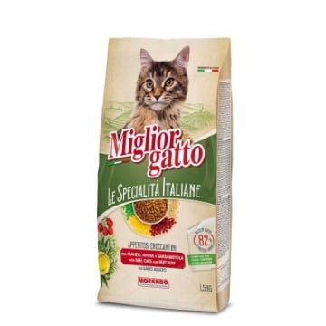 MIGLIOR GATTO SPECALITÀ ITALIANE CROCCANTINI CON MANZO AVENA E BARBABIETOLA 1,5 KG PER ADULTO OKX