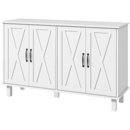  MOBILE MULTIUSO IN MDF A 4 LIVELLI CON 2 RIPIANI REGOLABILI E 5 GAMBE, 120X37X75 CM, BIANCO