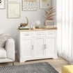 CREDENZA MODERNA  A 3 CASSETTI E 3 ANTE IN MDF E TRUCIOLATO CON RIPIANO REGOLABILE, 101X39X82 CM, BIANCO