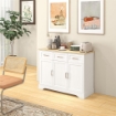 CREDENZA MODERNA  A 3 CASSETTI E 3 ANTE IN MDF E TRUCIOLATO CON RIPIANO REGOLABILE, 101X39X82 CM, BIANCO