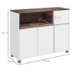 CREDENZA MODERNA DA CUCINA IN LEGNO CON ARMADIETTI, CASSETTO E VANO APERTO, 105X39X83CM, BIANCO