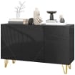  MOBILE CONTENITORE CON 2 ARMADIETTI E RIPIANO REGOLABILE, IN TRUCIOLATO E METALLO, 120X40X75 CM, NERO E ORO