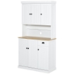  MOBILE DISPENSA CUCINA IN LEGNO CON ARMADIETTI E CASSETTO STILE COUNTRY, 101X39X180CM, BIANCO