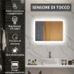  SPECCHIO BAGNO LED ANTIAPPANNAMENTO CON 3 COLORI E LUMINOSITÀ REGOLABILE, IN METALLO E VETRO, 80X60X3 CM