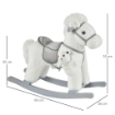 CAVALLO A DONDOLO IN PELUCHE E LEGNO CON SUONI E ORSETTO INCLUSO, PER BIMBI DA 18-36 MESI, 65X26X55CM, BIANCO