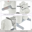 CAVALLO A DONDOLO IN PELUCHE E LEGNO CON SUONI E ORSETTO INCLUSO, PER BIMBI DA 18-36 MESI, 65X26X55CM, BIANCO