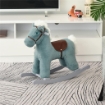 CAVALLO A DONDOLO IN PELUCHE E LEGNO CON SUONI E ORSETTO INCLUSO, PER BIMBI DA 18-36 MESI, 65X26X55CM, BLU