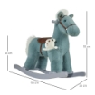 CAVALLO A DONDOLO IN PELUCHE E LEGNO CON SUONI E ORSETTO INCLUSO, PER BIMBI DA 18-36 MESI, 65X26X55CM, BLU