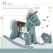 CAVALLO A DONDOLO IN PELUCHE E LEGNO CON SUONI E ORSETTO INCLUSO, PER BIMBI DA 18-36 MESI, 65X26X55CM, BLU