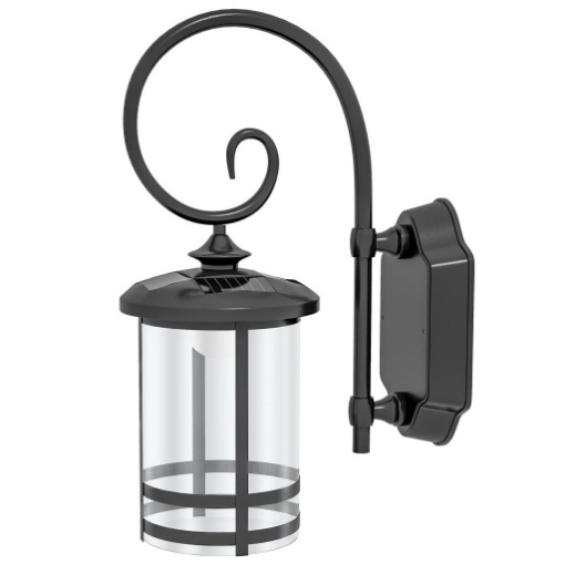 LAMPADA DA ESTERNO CON PANNELLO SOLARE, IMPERMEABILE IP44 E ACCENSIONE AUTOMATICA, NERO