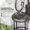 LAMPADA DA ESTERNO CON PANNELLO SOLARE, IMPERMEABILE IP44 E ACCENSIONE AUTOMATICA, NERO