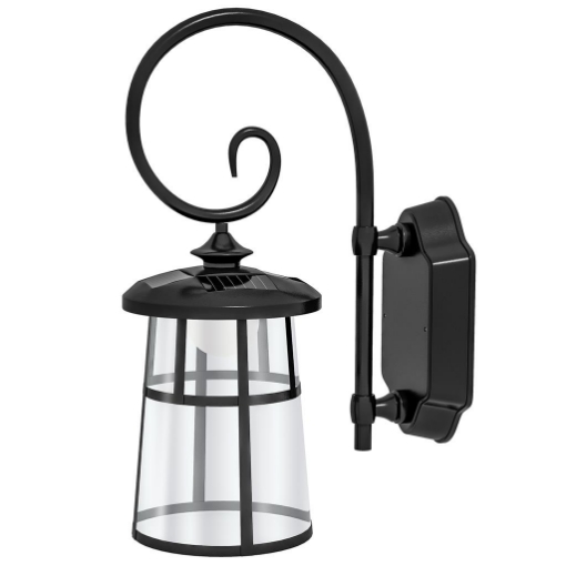 LAMPADA DA GIARDINO CON PANNELLO SOLARE, IMPERMEABILE IP44 E ACCENSIONE AUTOMATICA, NERO