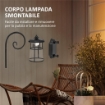 LAMPADA DA GIARDINO CON PANNELLO SOLARE, IMPERMEABILE IP44 E ACCENSIONE AUTOMATICA, NERO