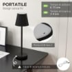 LAMPADA DA TAVOLO PORTATILE IN ACRILICO E METALLO DA 3600MAH CON CAVO DI RICARICA, Ø11.2X36.5 CM, NERO