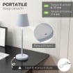 LAMPADA DA TAVOLO PORTATILE IN ACRILICO E METALLO DA 3600MAH CON CAVO DI RICARICA, Ø11.2X36.5 CM, GRIGIO