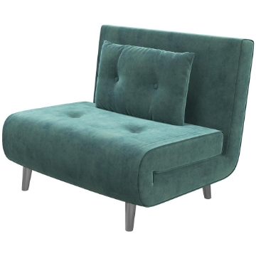 POLTRONA LETTO SINGOLO CON SCHIENALE RECLINABILE IN VELLUTO, 100X88X83CM, VERDE SCURO