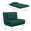 POLTRONA LETTO SINGOLO CON SCHIENALE RECLINABILE IN VELLUTO, 100X88X83CM, VERDE SCURO