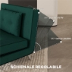 POLTRONA LETTO SINGOLO CON SCHIENALE RECLINABILE IN VELLUTO, 100X88X83CM, VERDE SCURO