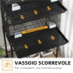 GABBIA PER UCCELLI IN ACCIAIO E PP, DESIGN IMPILATO CON POSATOI, ALTALENE E SCALETTE, 77X46X164 CM, NERO