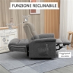 POLTRONA RELAX ALZAPERSONA RECLINABILE CON POGGIAPIEDI, RIVESTIMENTO IN TESSUTO GRIGIO