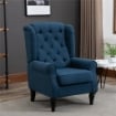 POLTRONA PER SALOTTO IN STILE FRANCESE CON SEDUTA IMBOTTITA E CUSCINI, IN POLIESTERE, 74X86X102 CM, BLU