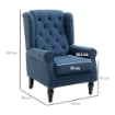 POLTRONA PER SALOTTO IN STILE FRANCESE CON SEDUTA IMBOTTITA E CUSCINI, IN POLIESTERE, 74X86X102 CM, BLU