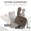 POLTRONA ALZAPERSONA RECLINABILE 150° MAX CON TELECOMANDO E POGGIAPIEDI, 75X93X110 CM, MARRONE