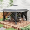 GAZEBO PIEGHEVOLE 3.6X3.6M CON PRESE D'ARIA E ZANZARIERE, IN ACCIAIO E TESSUTO OXFORD, GRIGIO