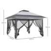 GAZEBO PIEGHEVOLE 3.6X3.6M CON PRESE D'ARIA E ZANZARIERE, IN ACCIAIO E TESSUTO OXFORD, GRIGIO