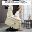 POLTRONA RELAX ALZAPERSONA ELETTRICA CON IMBOTTITURA SPESSA E TELECOMANDO, 96X93X105CM, CREMA