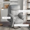 POLTRONA ALZAPERSONA RECLINABILE CON POGGIAPIEDI, IN POLIESTERE EFFETTO LINO, 83X89X102 CM, GRIGIO