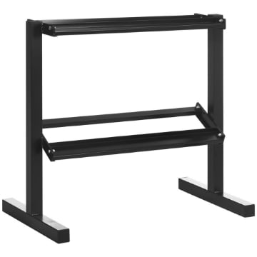 PORTA PESI CON 2 RIPIANI IN ACCIAIO PER PALESTRA, CASA E UFFICIO, 92.5X50.5X80.5CM, NERO