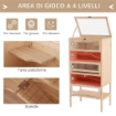 GABBIA PER RODITORI E CRICETI A 4 RIPIANI CON TETTO APRIBILE IN LEGNO 60X40X120CM