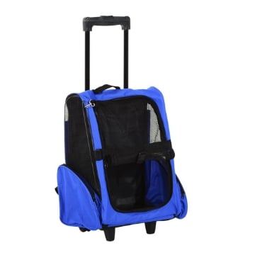 TROLLEY ZAINO TRASPORTINO PER ANIMALI DOMESTICI BLU