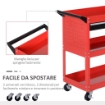 CARRELLO PORTAUTENSILI DA OFFICINA, ROSSO, 70X35X75.5CM