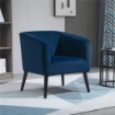 POLTRONCINA MODERNA STILE NORDICO COPERTURA VELLUTO E GAMBE IN LEGNO, BLU