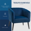 POLTRONCINA MODERNA STILE NORDICO COPERTURA VELLUTO E GAMBE IN LEGNO, BLU