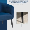 POLTRONCINA MODERNA STILE NORDICO COPERTURA VELLUTO E GAMBE IN LEGNO, BLU