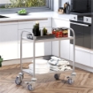 CARRELLO PORTAVIVANDE DA CUCINA 2 RIPIANI IN ACCIAIO INOX 71X41X81CM