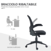 SEDIA DA UFFICIO ERGONOMICA CON ALTEZZA REGOLABILE, BRACCIOLI RIBALTABILI E TESSUTO A RETE, NERO