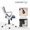 SEDIA DA UFFICIO ERGONOMICA CON ALTEZZA REGOLABILE, FUNZIONE DONDOLO E TESSUTO A RETE, GRIGIO