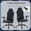 SEDIA DA GAMING RECLINABILE CON SUPPORTO LOMBARE, ALTEZZA REGOLABILE E SEDUTA GIREVOLE IN TESSUTO, NERO