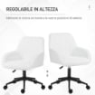 SEDIA DA UFFICIO IN TESSUTO CON ALTEZZA REGOLABILE, SEDUTA GIREVOLE E RUOTE, BIANCO