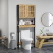 MOBILE SOPRA WC CON ARMADIETTO 2 ANTE A DOGHE E RIPIANO APERTO, 60X21.5X172CM, COLORE LEGNO