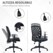 SEDIA DA UFFICIO ERGONOMICA GIREVOLE CON ALTEZZA REGOLABILE, DONDOLO E TESSUTO A RETE, NERO