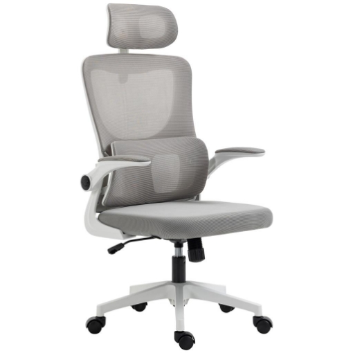 SEDIA DA UFFICIO ERGONOMICA AD ALTEZZA REGOLABILE CON POGGIAPIEDI E POGGIATESTA, 60X59X114-122 CM, GRIGIO