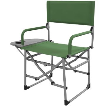 SEDIA DA CAMPEGGIO PIEGHEVOLE CON TAVOLINO LATERALE, IN METALLO E TESSUTO OXFORD, 81X51X87 CM, VERDE