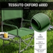 SEDIA DA CAMPEGGIO PIEGHEVOLE CON TAVOLINO LATERALE, IN METALLO E TESSUTO OXFORD, 81X51X87 CM, VERDE