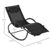 SEDIA SDRAIO A DONDOLO ZERO-GRAVITY DA ESTERNO IMPERMEABILE CON POGGIATESTA, 155X61X88 CM, NERO