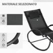 SEDIA SDRAIO A DONDOLO ZERO-GRAVITY DA ESTERNO IMPERMEABILE CON POGGIATESTA, 155X61X88 CM, NERO